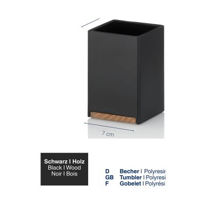 Becher Kela Cube Polyresin schwarz 7,0x7,0x11,0cm