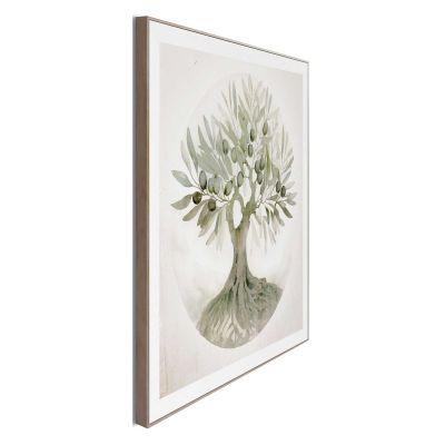 Seitliche Schrägansicht des Wandbilds „Tree of Life“, 50 × 50 cm; Profil, Kante und Tiefe des Bildes sind erkennbar.