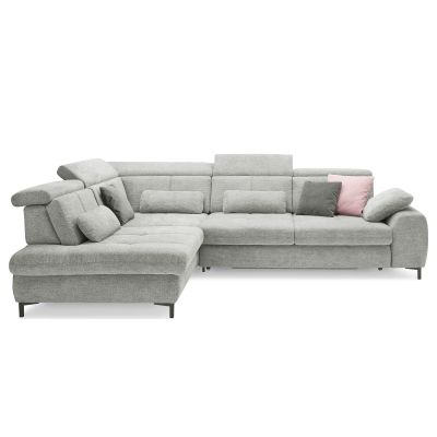 Ecksofa Musterring SO 3400 mit Longchair, verstellbaren Kopfstützen und losen Rückenkissen in Gesamtansicht