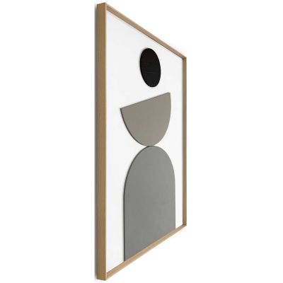 Seitliche Schrägansicht des Wandbilds „Abstract Balance“, 50 × 70 cm; Profil, Kante und Tiefe des Bildes sind erkennbar.