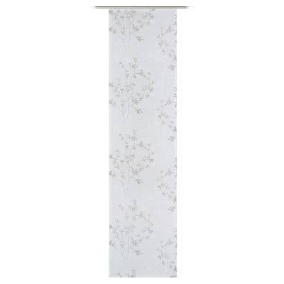 Schiebevorhang Modell Victoria in Silber, hängend dargestellt, ca. 60 × 245 cm.