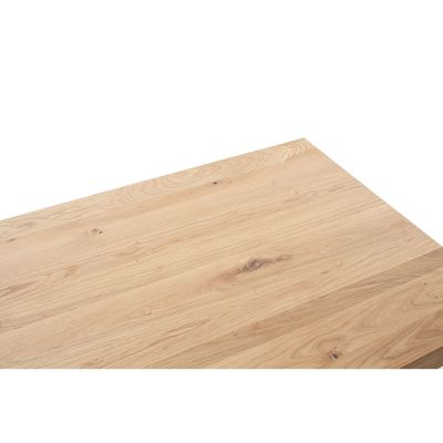 Detailaufnahme der Holz Tischplatte mit sichtbarer Maserung