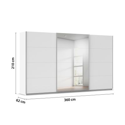 Darstellung der Schrankmaße mit 360 cm Breite, 210 cm Höhe und 62 cm Tiefe