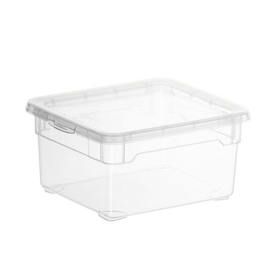 Rechteckige Aufbewahrungsbox aus transparentem Kunststoff mit passendem Deckel