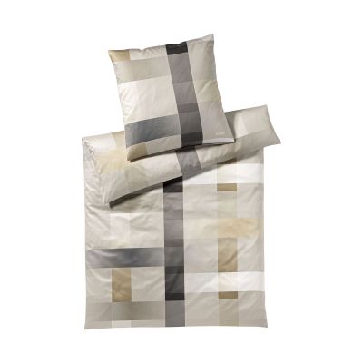 Bettwäsche von Joop in Sand mit modernem geometrischem Muster aus verschiedenen Beige- und Grautönen
