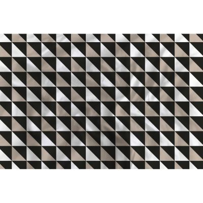 Bettwäsche Carter in Natural, 135 x 200 cm: Nahaufnahme des Stoffes mit schwarz-weißem Dreiecks- und Punktmuster.