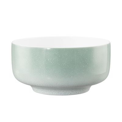 Schale in Mint und Weiß. Darstellung: schräge Ansicht von vorn. Merkmale: runder gesprenkelter Farbverlauf und heller Innenraum.