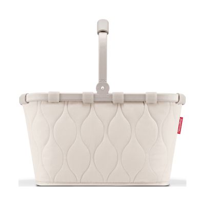 Einkaufskorb von Reisenthel, Modell Carrybag, in hellem Steinbeige mit Steppstruktur, von hinten mit hochgestelltem Tragegriff