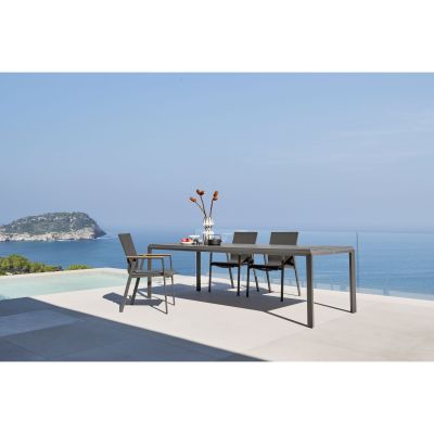 Stapelsessel Alu anthracite mit Teak Armlehnen Onlay / softex coal