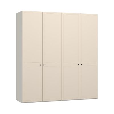 großer Kleiderschrank mit vier geschlossenen Drehtüren und klassischer Rahmenoptik