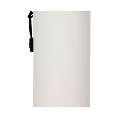 Weißes 2-in-1-Silikon-Federmäppchen im Panda-Design, von hinten mit weißem Silikonkörper und schwarzer Schlaufe dargestellt.