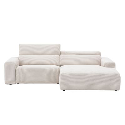 Eckgarnitur in cream inkl. manueller Kopfteilverstellung und 1-motorischer XXL-Relaxfunktion von Anido