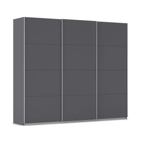 Schwebetürenschrank 3-türig 2 Schubkästen grau metallic