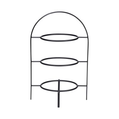 Etagere 3-stufig der Serie Ligne Noire, Farbe Schwarz matt; Frontdarstellung mit drei übereinanderliegenden runden Halterungen.