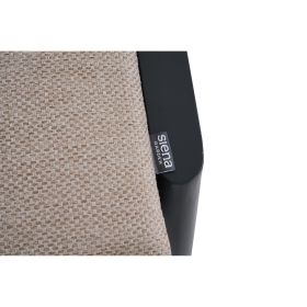 Detailaufnahme der Stoffkante mit sichtbarem „Siena Garden“-Label am beigen Polster des Hockers.