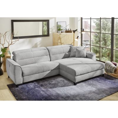 Hellgraues Cord-Ecksofa in modernem Wohnzimmer