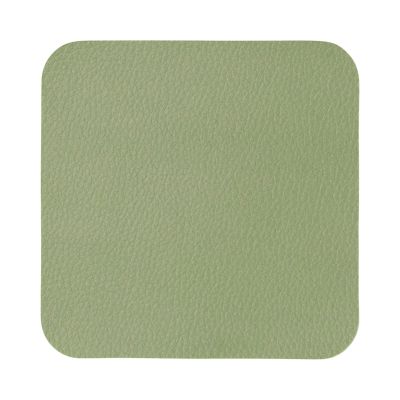 4er Set Untersetzer der Serie Leather Optic, Farbe Grün; flache Produktansicht mit sichtbarer Oberflächenstruktur.