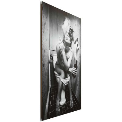 Seitliche Schrägansicht des Wandbilds „Toilet Pic“, 60 × 90 cm; Profil, Kante und Tiefe des Bildes sind erkennbar.