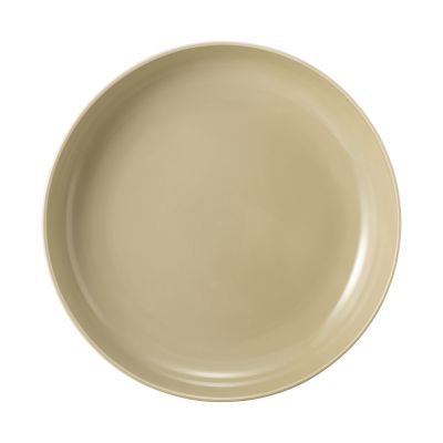 Schale in Sandbeige. Sichtbare Merkmale: rund und flach mit geriffelter Außenseite. Darstellung: Draufsicht.