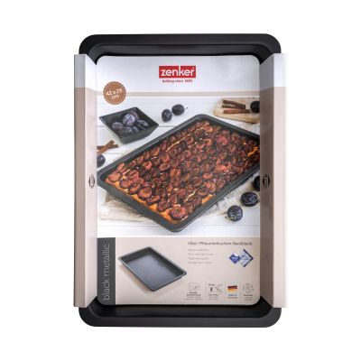 Backblech 42x29 cm mit Produktverpackung und Kuchenmotiv