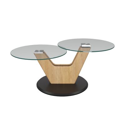 Couchtisch mit Glasplatte, Gestell in Wildeiche Bianco lackiert, Stellmaß 60x45x110 cm, mit Hydro-Lift-Mechanik, alternative Ansicht