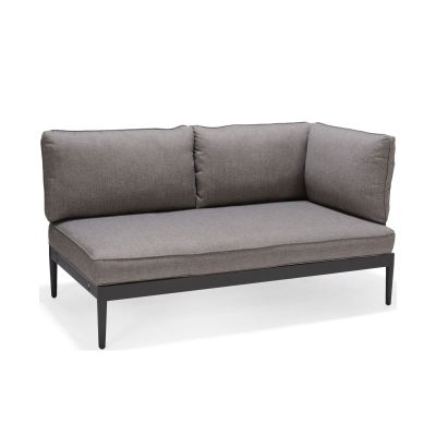 Garten Sofa Element mit Sitzpolster und zwei Rückenlehnen auf weißem Hintergrund