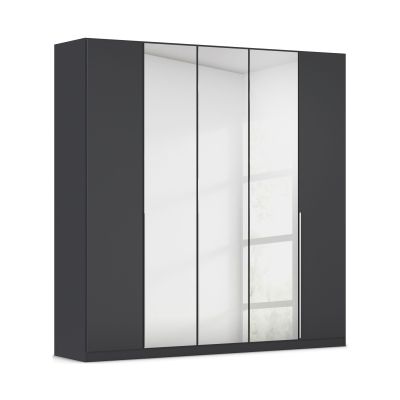 Drehtürenschrank 5-türig 3 Spiegeltüren grau metallic