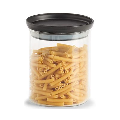 Zusätzliche Produktansicht: Zeller Vorratsglas m.Kunststoffdeckel; Farbe schwarz; Material Borosilikat Glas/ Kunststoff (PP); Maße ca. D 10,3 × 13 cm.