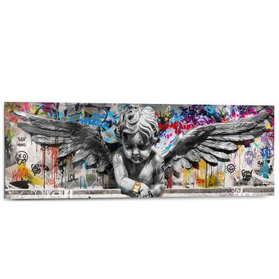 Frontansicht des Wandbilds „Funky Angel“ in Mehrfarbig, Größe 30 × 90 cm; das vollständige Motiv ist zu sehen.