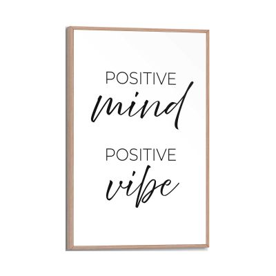 Frontansicht des Wandbilds „Positive Vibes“ in Schwarz-Weiß, Größe 20 × 30 cm; das vollständige Motiv ist zu sehen.