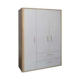 Kleiderschrank asteiche / kreidegrau matt lack NB 138x189x51 cm