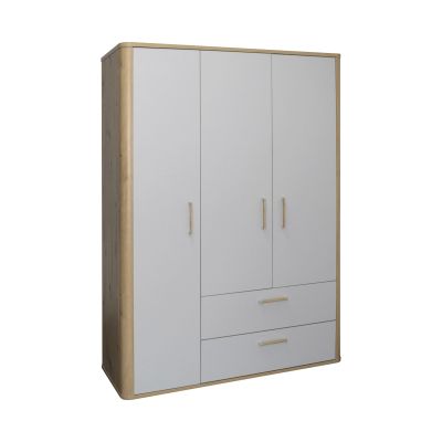 Kleiderschrank asteiche / kreidegrau matt lack NB 138x189x51 cm