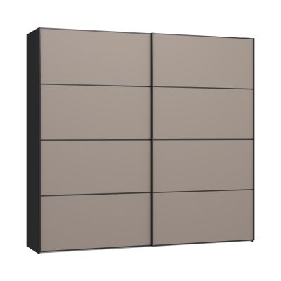 Schwebetürenschrank mit zwei geschlossenen Schiebetüren und horizontaler Gliederung