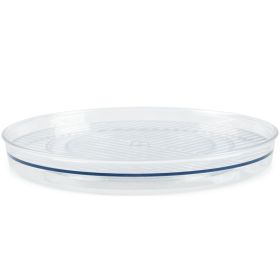 Flacher transparenter Drehteller aus Kunststoff in Seitenansicht