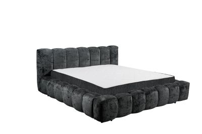Polsterbett „Cremona 97 Black“ mit Premium-Matratze und Rollrost, schräg aufgenommen, Liegefläche ohne Kissen