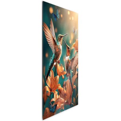 Seitliche Schrägansicht des Wandbilds „Wonderful Birds“, 78 × 116 cm; Profil, Kante und Tiefe des Bildes sind erkennbar.