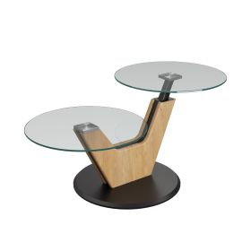 Couchtisch mit Glasplatte, Gestell in Wildeiche Bianco lackiert, Stellmaß 60x45x110 cm, mit Hydro-Lift-Mechanik, andere Perspektive