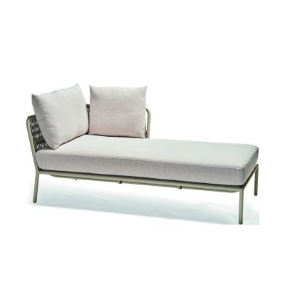 Recamiere Stern Romy Aluminium greige Kordel greige Armlehne links Kissenset 100% Polyacryl Vanilla