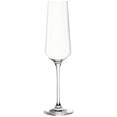 Schlankes Sektglas aus klarem Glas mit langem Stiel und schmalem Kelch