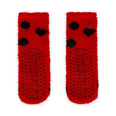 Rutschfeste Socken für Kinder – Marienkäfer von Legami: Rückseite des Sockenpaares mit Antirutsch-Noppen.