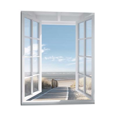 Frontansicht des Wandbilds „Northsea Window“ in Blau, Größe 40 × 50 cm; das vollständige Motiv ist zu sehen.