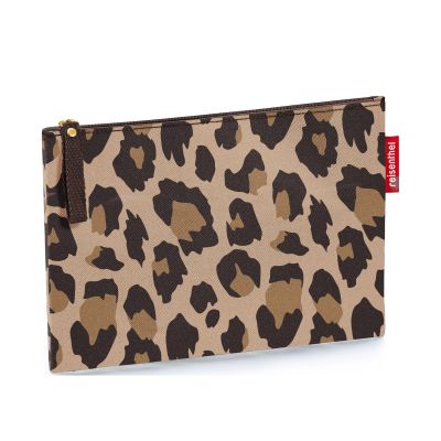 Flache Reisenthel Tasche mit Reißverschluss und modernem Leo-Muster in Beige und Braun