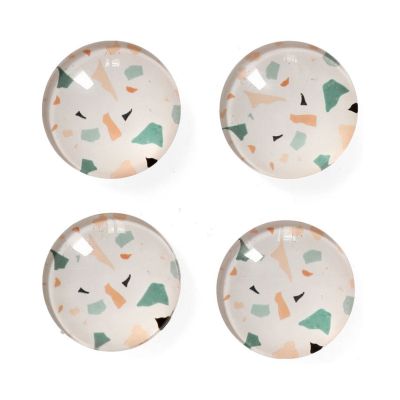 Zeller Magnet-Set "Terrazzo" 4tlg.; Farbe bunt; Material Kunststoff/Glas; Ausführung: 4-tlg.; Maße ca. D 2,5 × 0,8 cm.
