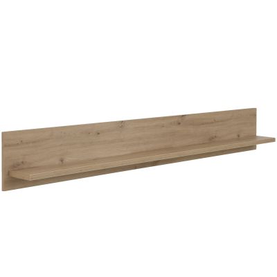 Interliving 2110 Wandboard in Holzoptik mit Rückwand und Ablage aus schräger Ansicht
