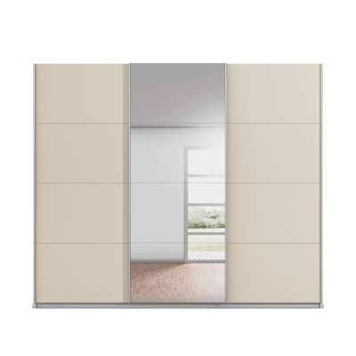 Moderner Kleiderschrank mit drei Schiebetüren und zentraler Spiegelfläche