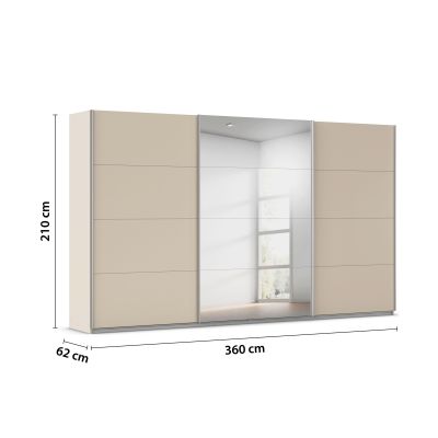 Darstellung der Schrankmaße mit 360 cm Breite, 210 cm Höhe und 62 cm Tiefe