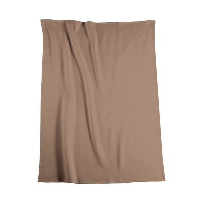 Flach ausgebreitete Wohndecke CottonSense palisade in einfarbigem Taupe mit geraden Kanten.