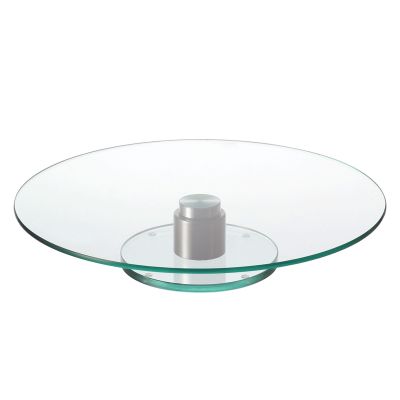 Runde Glas-Tortenplatte mit mittigem Standfuß und klarer Oberfläche