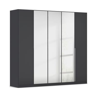 Drehtürenschrank 4-türig 2 Spiegeltüren Spiegel/Glas teilaufgelegt grau metallic