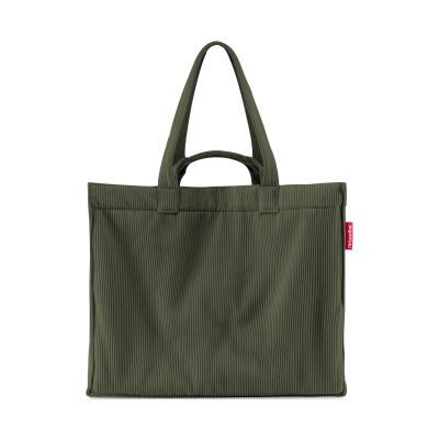 Moderner Reisenthel Shopper in Olivgrün mit weichem Cordmaterial und langen Henkeln